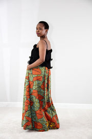 Jola Maxi Skirt- Orange flower print