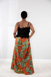 Jola Maxi Skirt- Orange flower print