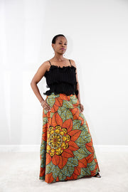 Jola Maxi Skirt- Orange flower print