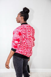 Ibeji Bomber Jacket - Two tone red pattern jacket