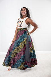 Aruna Maxi Skirt- Black and multi color fireworks